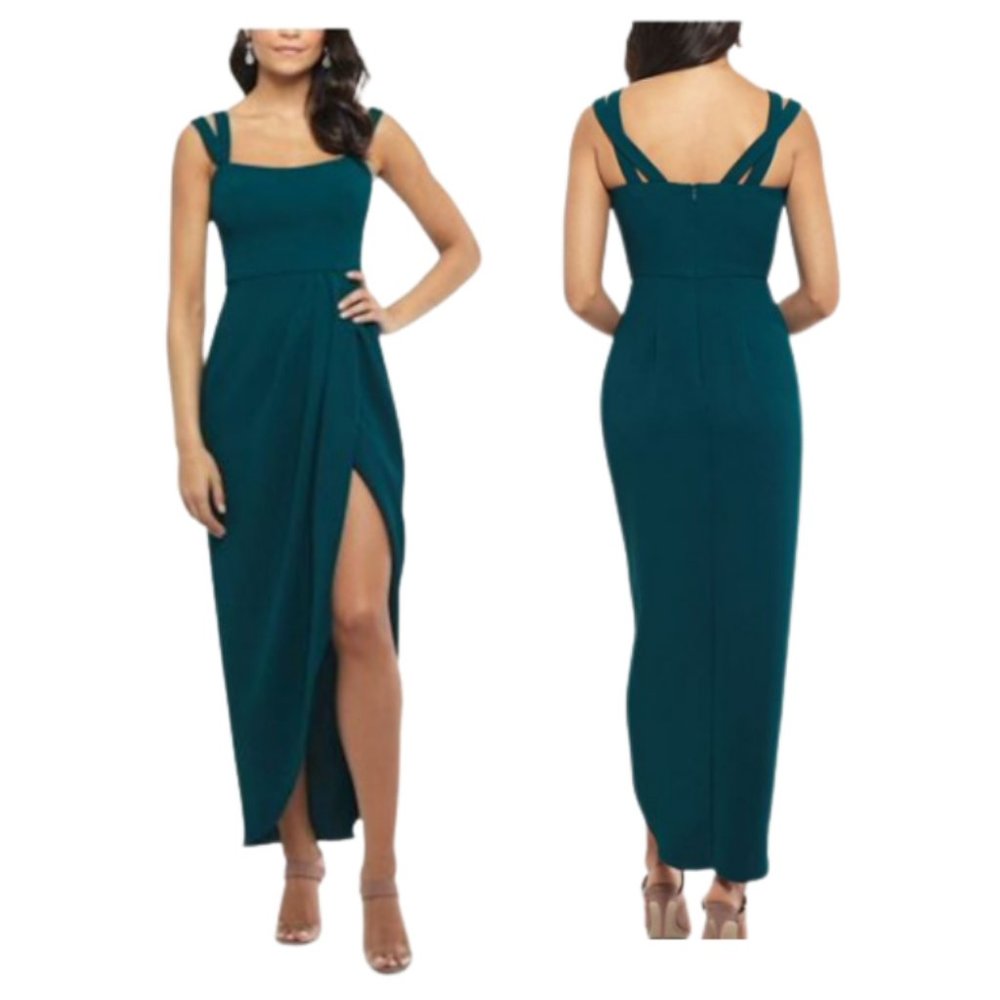 XSCAPE Double-Strap Gown Size 14 in Emerald Green